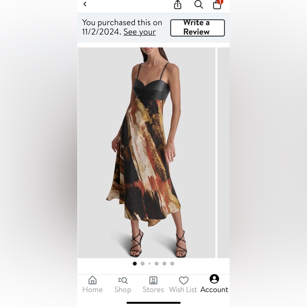 Gorgeous Donna Karan faux leather / satin Elegant Multicolor Women's dress